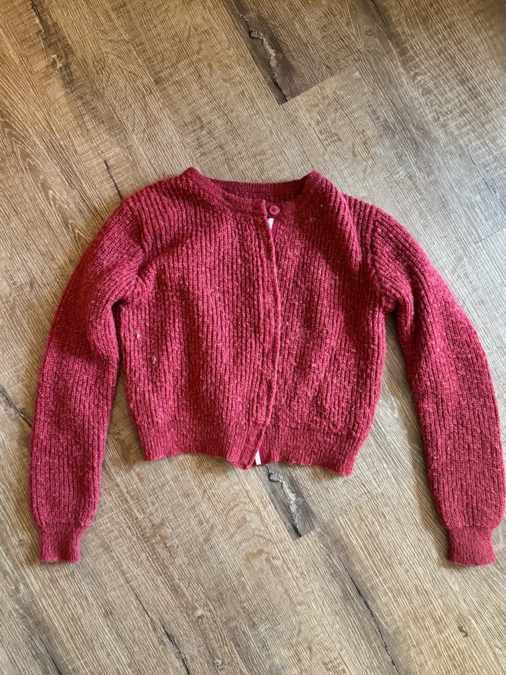 Cider Red Textured Cropped Cardigan